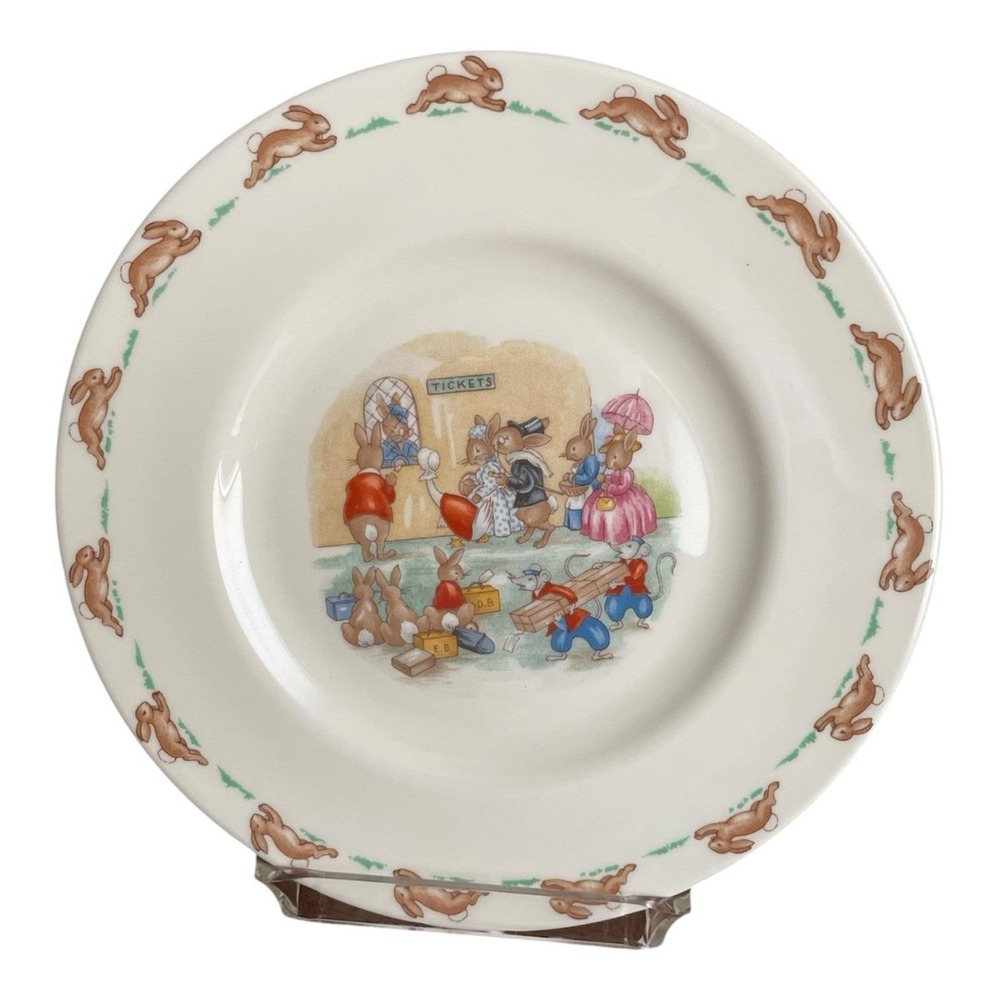 Royal Dulton Bunnykins Ticket Scene 8" Plate 1932 English Fine Bone China